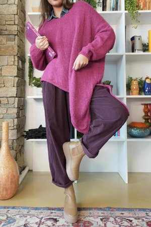  Big Softie Super Slant Knit Jumper Raspberry
